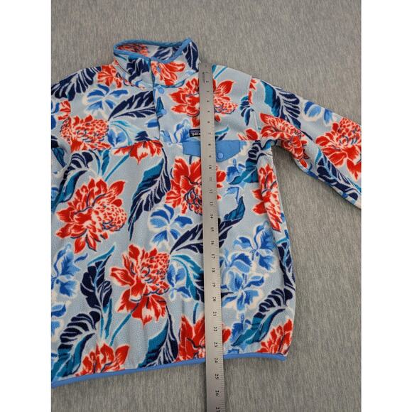 Patagonia Synchilla Snap T Womens Small Fleece Pullover Blue Floral Tropical - Picture 11 of 14
